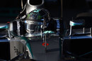 Nico Rosberg checks the path is clear as he pulls the W06 Hybrid out of the garage
