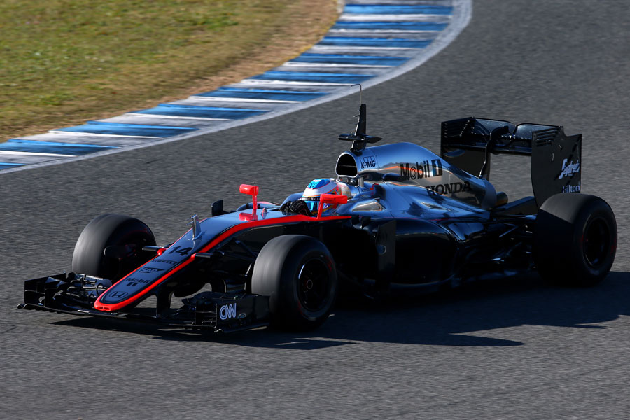 Fernando Alonso on track in the MP4-30