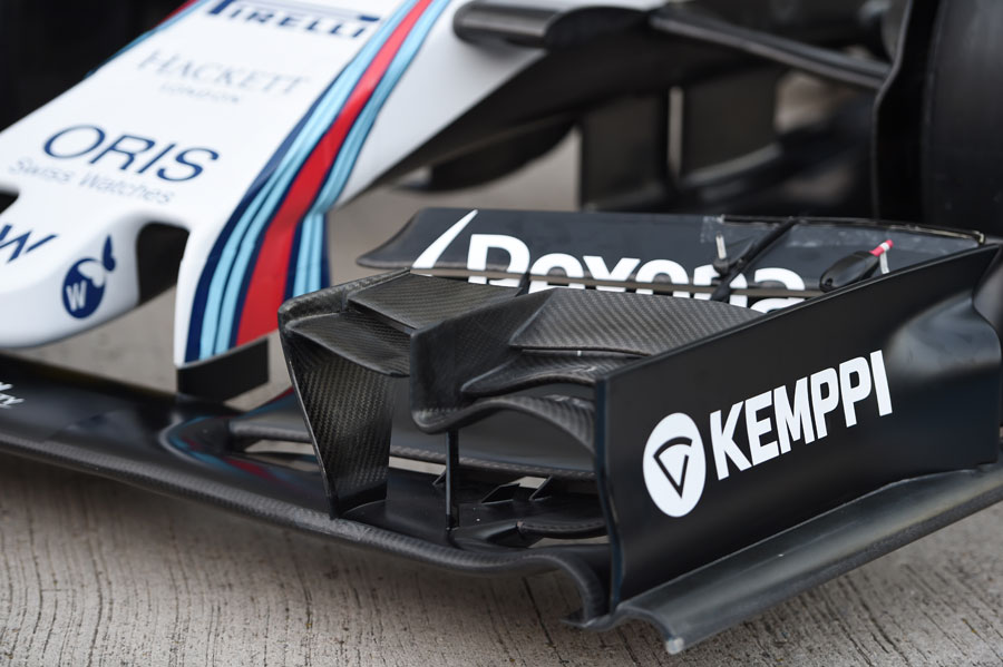 The front wing of the Williams FW37 during its launch on Sunday