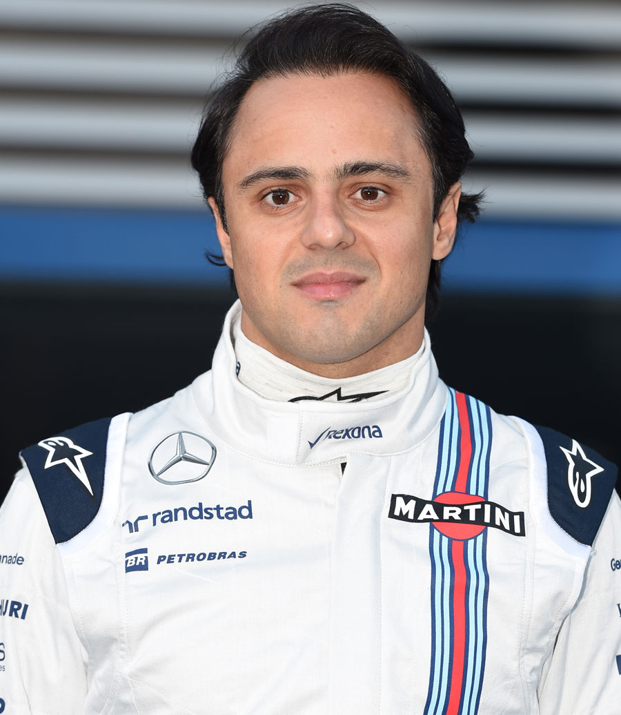 Felipe Massa poses for the cameras in his 2015 overalls