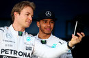 Mercedes team-mates Nico Rosberg and world champion Lewis Hamilton pose for a selfie
