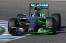 Nico Rosberg hits the apex in a Mercedes W06 Hybrid covered in aero paint