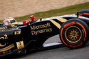 Pastor Maldonado at speed in the Lotus E23