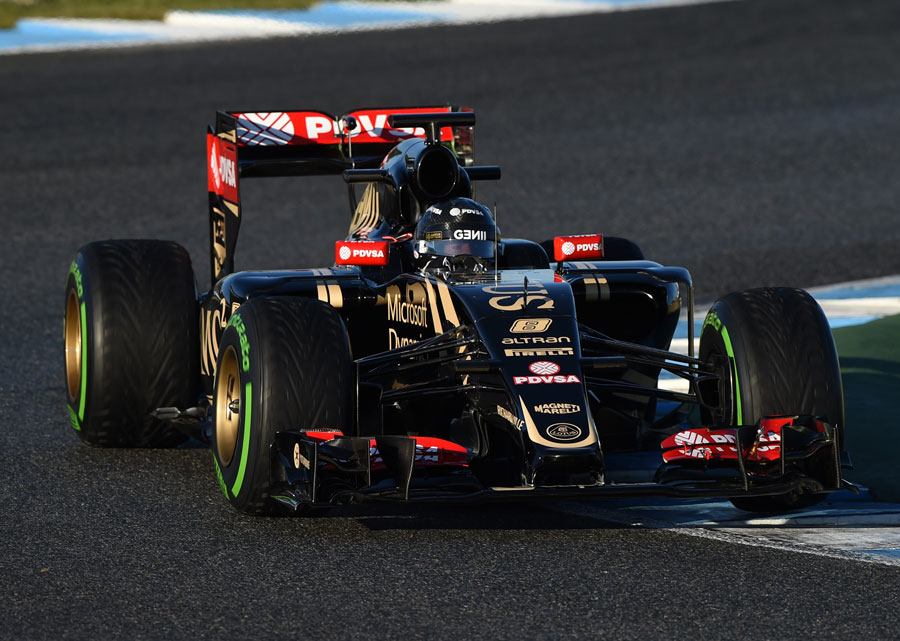 Romain Grosjean gets to grips with the Lotus E23