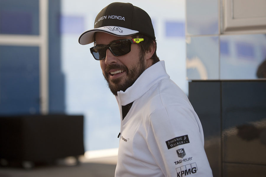 Fernando Alonso decked out in McLaren colours in the Jerez paddock