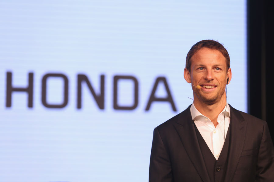 Jenson Button speaks at a McLaren-Honda press conference in Japan
