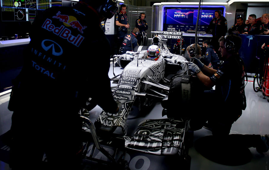 Daniel Ricciardo in the garage 
