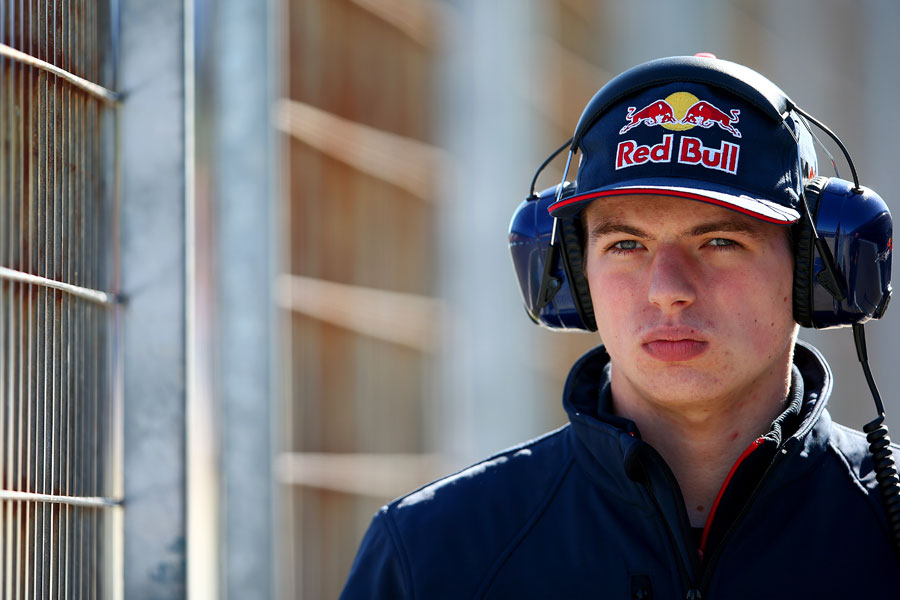 Max Verstappen on the pit wall