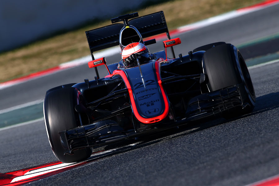 Jenson Button rounds the apex in the McLaren
