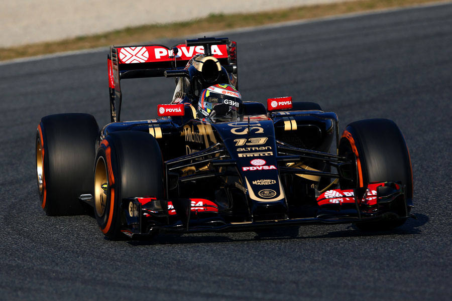 Pastor Maldonado on track in the Lotus