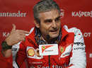 Ferrari boss Maurizio Arrivabene talks to the media in Barcelona