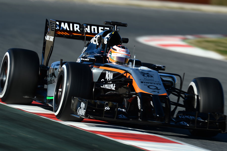 Nico Hulkenberg powers down in the 2014 Force India