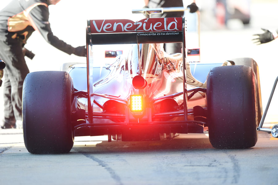 A rear shot of Romain Grosjean's Lotus E23