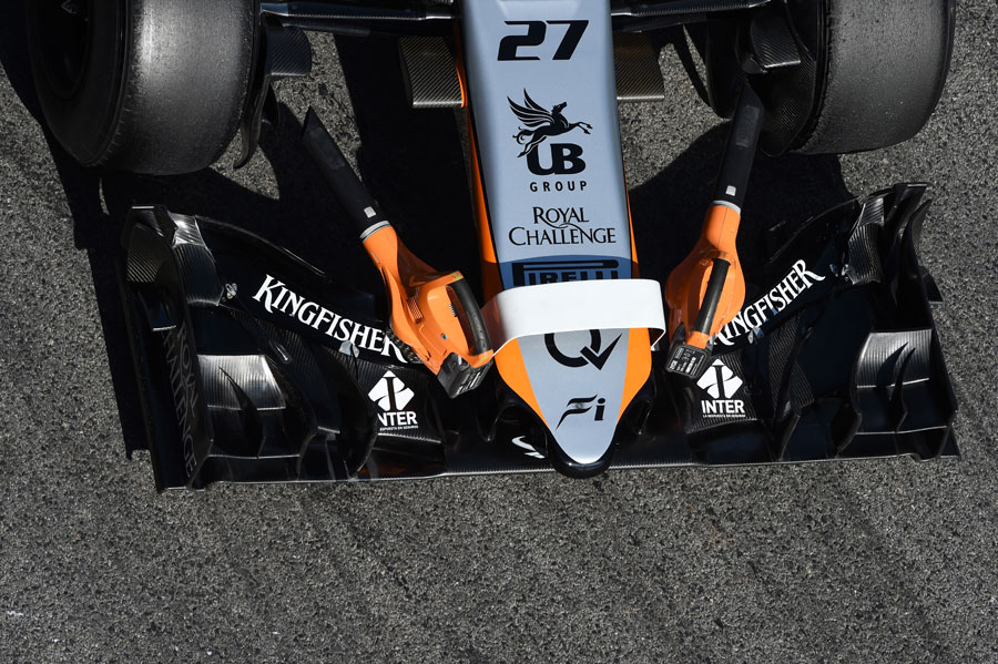 Brake coolers on the nose of Nico Hulkenberg's Force India
