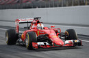 Sebastian Vettel leaves the pits on the final morning of testing