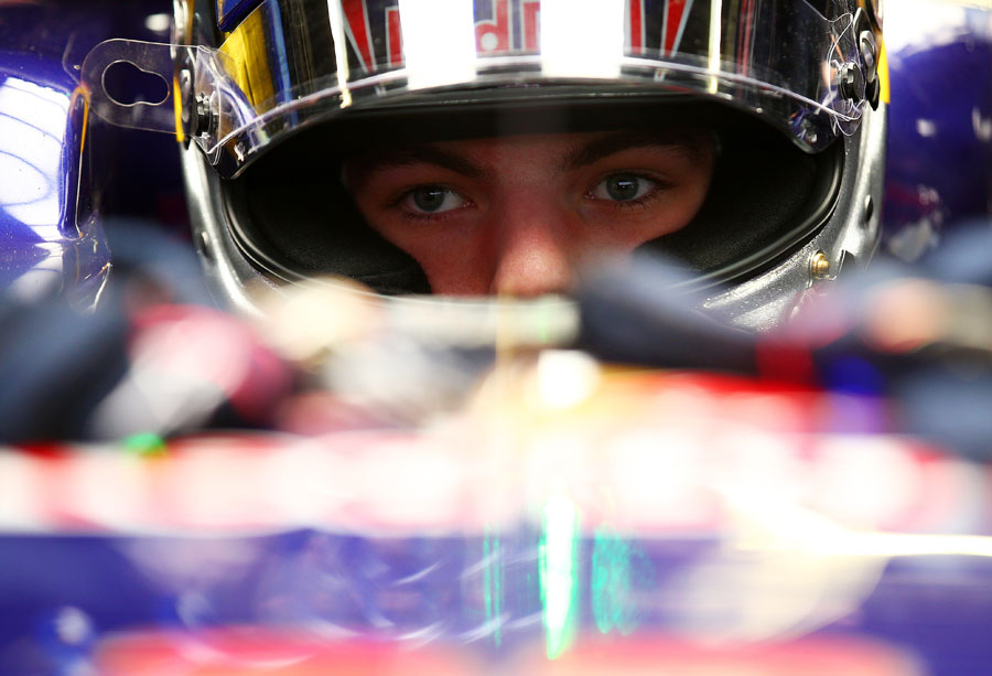 Max Verstappen looks out of the cockpit of his Toro Rosso