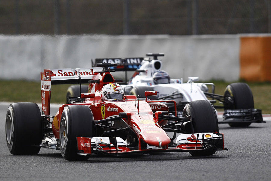 Sebastian Vettel with the Williams of Valtteri Bottas for company on Sunday afternoon