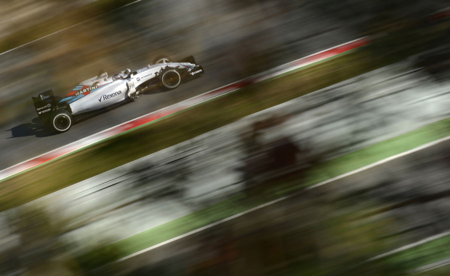 Valtteri Bottas at speed in the Williams