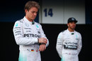 Mercedes team-mates Nico Rosberg and world champion Lewis Hamilton ahead of the new car's launch