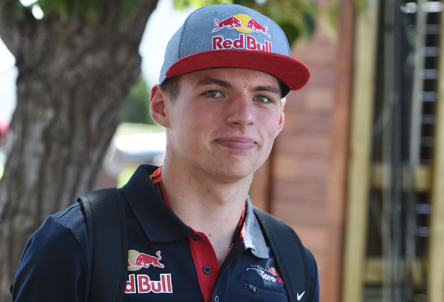 Toro Rosso rookie Max Verstappen arrives at the Melbourne paddock on Thursday