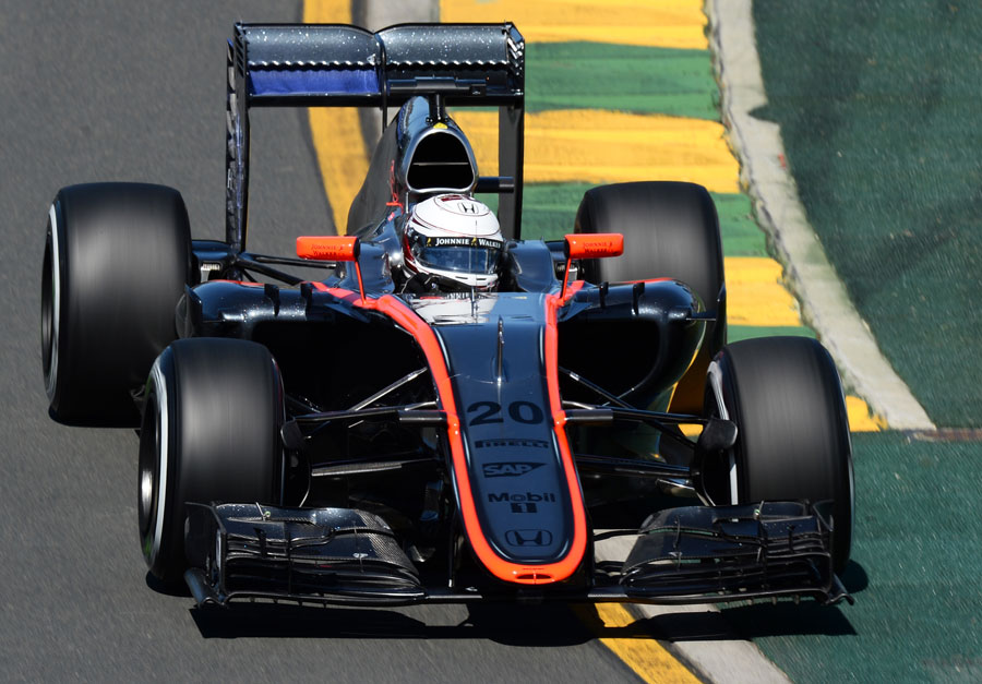 Kevin Magnussen on track in the McLaren