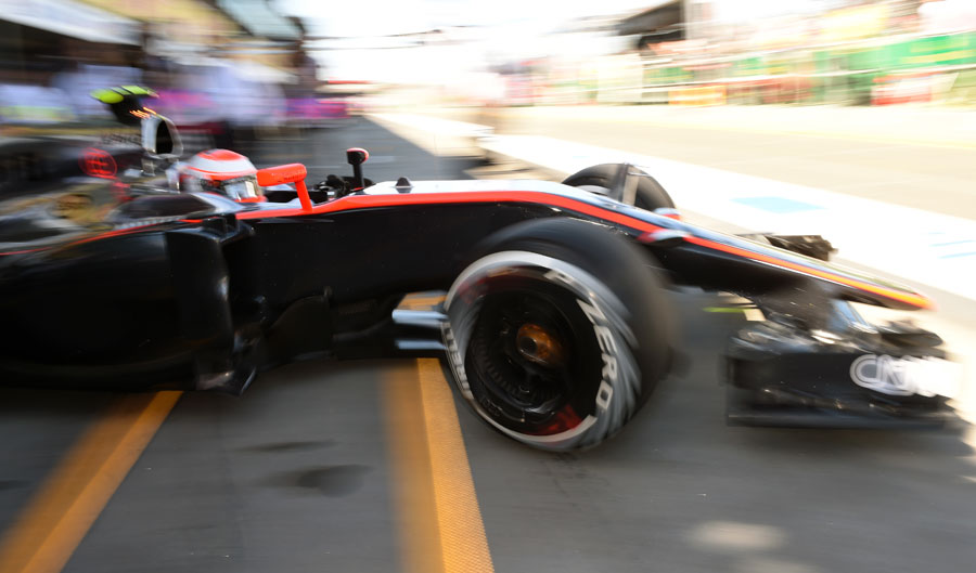 Jenson Button heads out on track in the McLaren