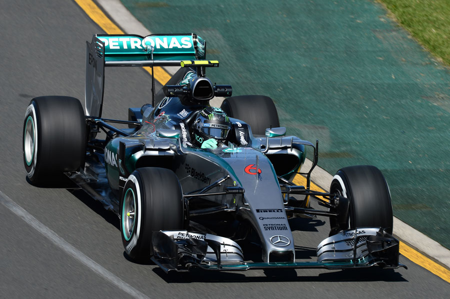 Nico Rosberg navigates the first chicane in FP1