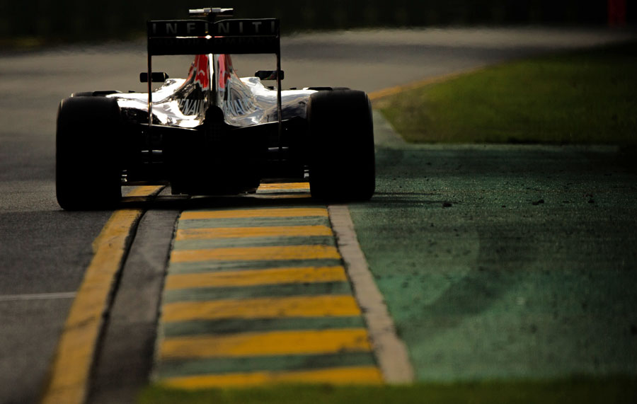 Daniel Ricciardo uses the exit kerb