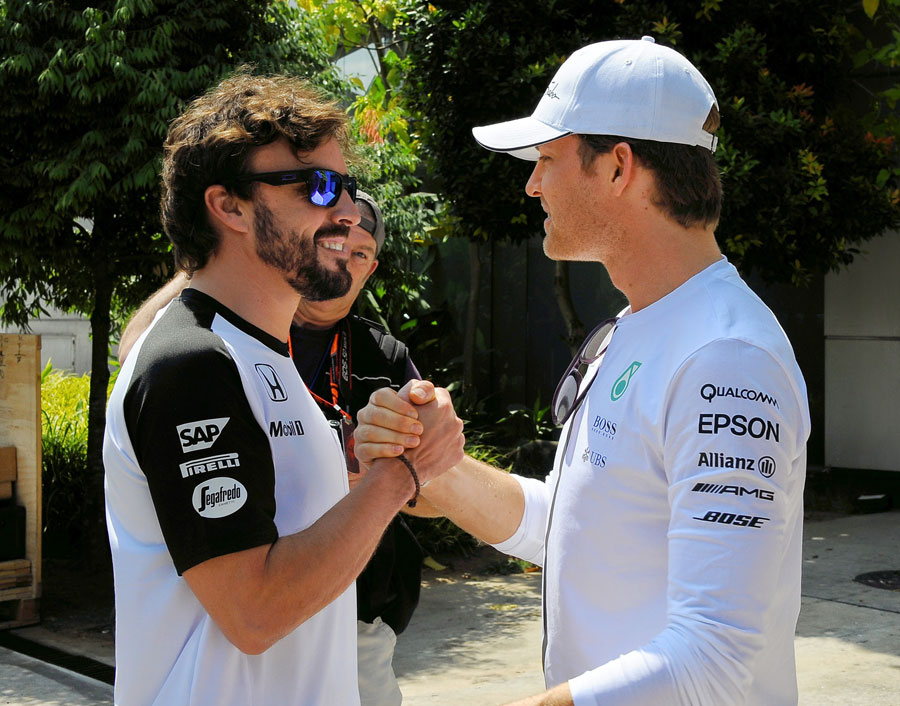 Nico Rosberg welcomes Fernando Alonso back to the paddock on Thursday