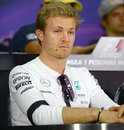 Nico Rosberg wears a black armband in the Thursday press conference in tribute to Tuesday's Germanwings air crash