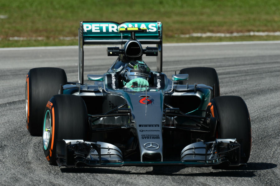 Nico Rosberg guides his Mercedes towards the apex
