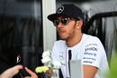 Lewis Hamilton speaks to the media 