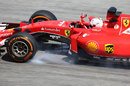 Sebastian Vettel locks up under braking