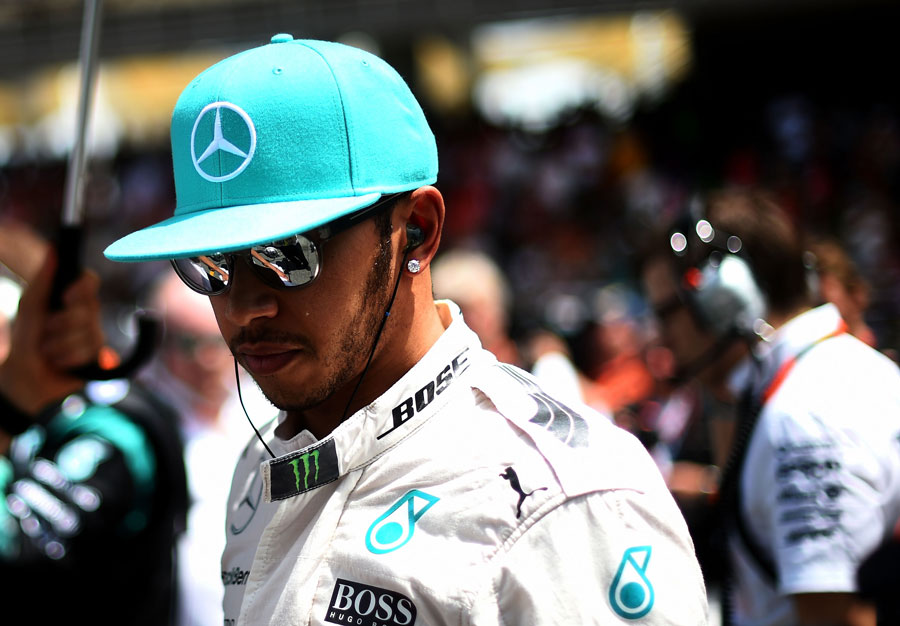 Lewis Hamilton on the grid in Malaysia