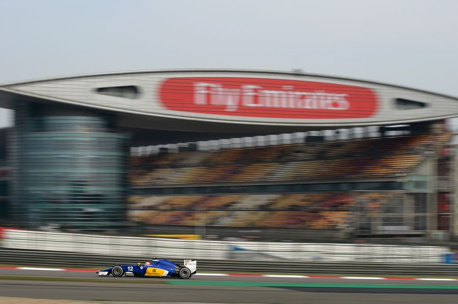 Felipe Nasr at speed in the Sauber