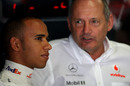 Lewis Hamilton (L) with McLaren team principal Ron Dennis