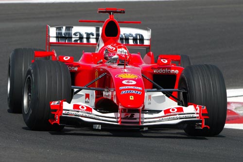 Michael Schumacher drives the F2004 in practice for the Bahrain Grand Prix