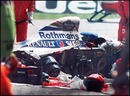 Ayrton Senna's car after its crash at the Imola circuit.