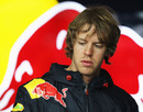 Sebastian Vettel in the Red Bull garage