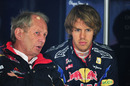 Sebastian Vettel talks with consultant Dr Helmut Marko