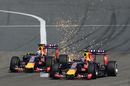 Sparks fly from the rear of Ricciardo's Red Bull
