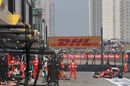 Sebastian Vettel makes a pit stop