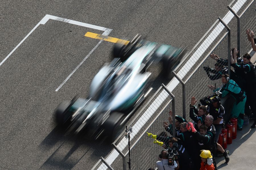 Mercedes congratulates race-winner Lewis Hamilton