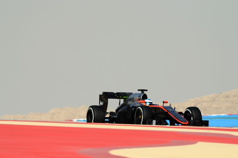Fernando Alonso puts the MP4-30 through its paces
