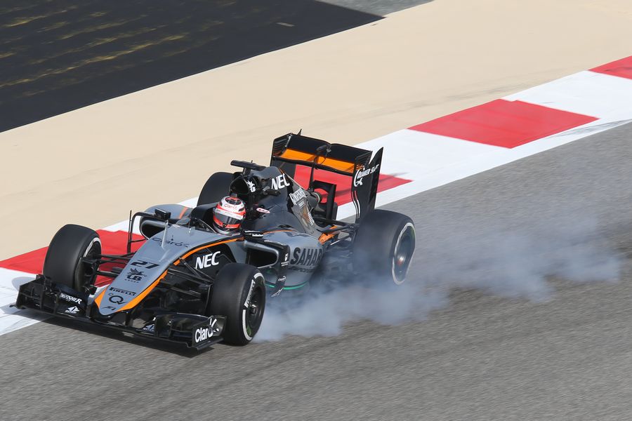 Nico Hulkenberg locks up in the Froce India