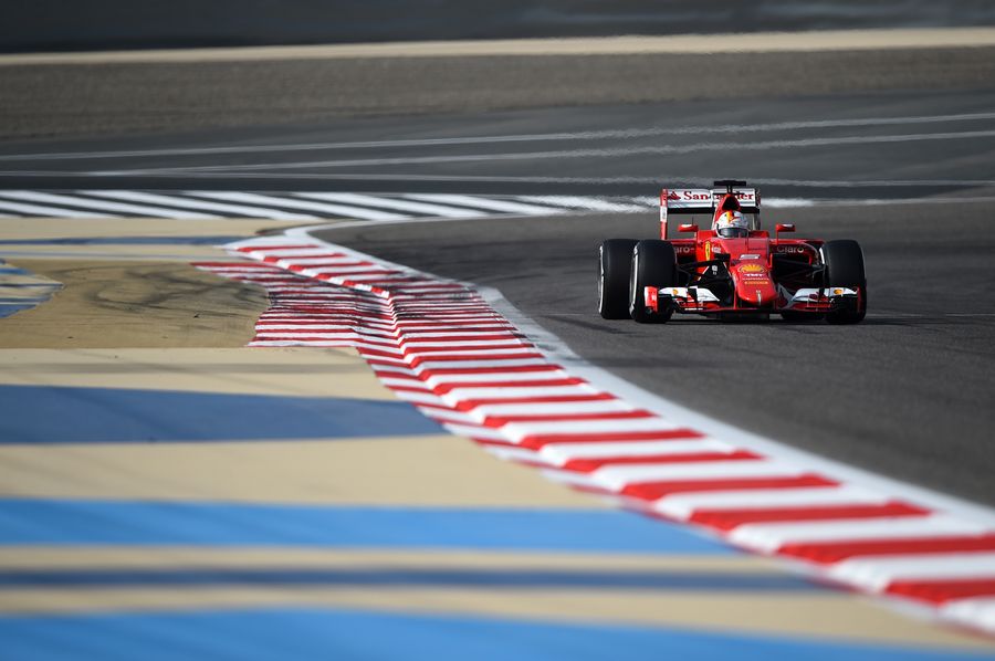 Sebastian Vettel on the track in the Ferrari