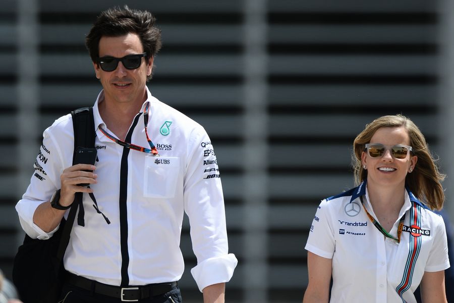 Toto and Susie Wolff arrive for work together