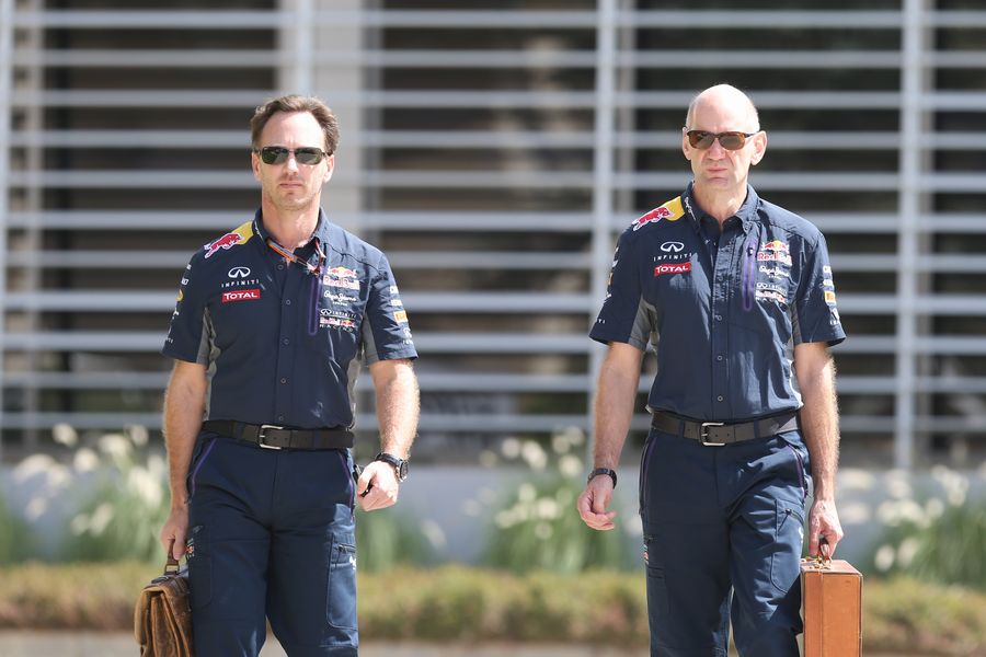 Christian Horner and Adrian Newey arrive at the circuit