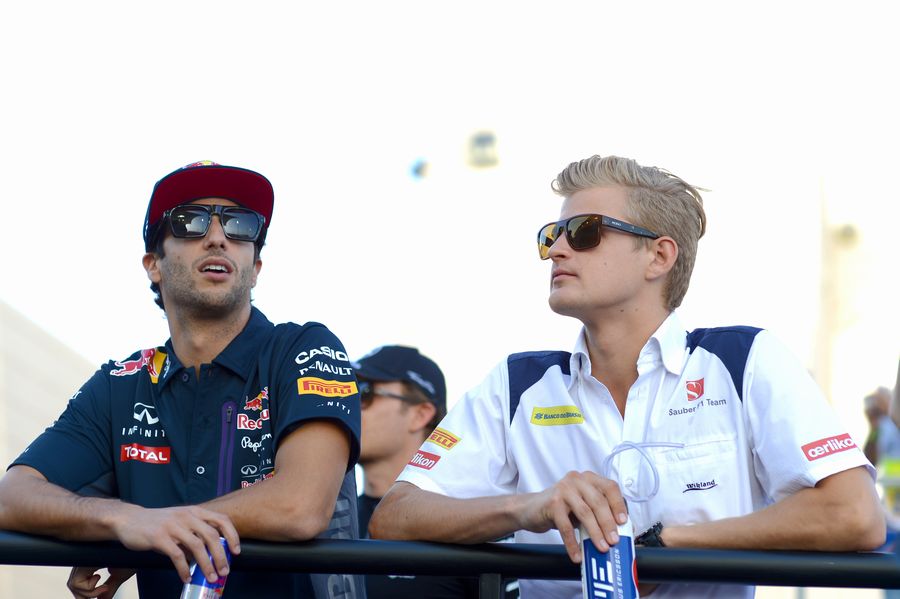Daniel Ricciardo and Marcus Ericsson during the drivers parade