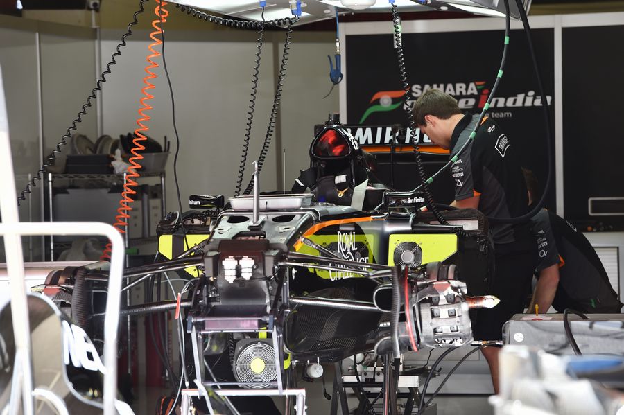 Force India VJM08 in the garage 